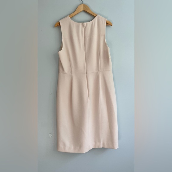 J Crew NWT Sleeveless Sheath Dress Cream Black Faux Leather Stretch Size 16 - Picture 7 of 16